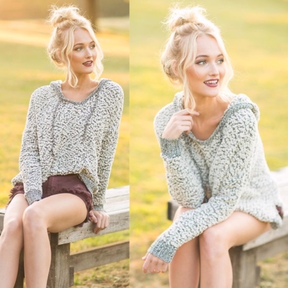 Cozy popcorn hoodie Oversized Sweater Top - Picture 3 of 4